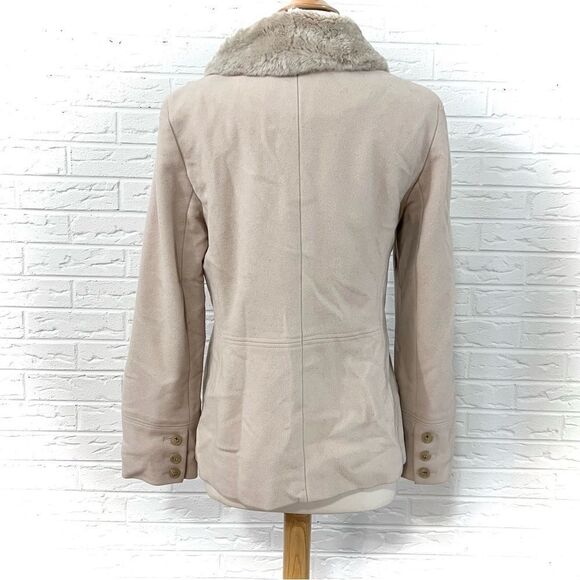 Cole Haan Wool Cashmere Fur Neck Peacoat Size 6 - Picture 3 of 9